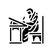 monk scribe byzantine glyph icon illustration vector
