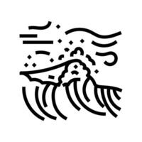 high waves hurricane disaster line icon illustration vector