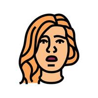 worry woman expression color icon illustration vector