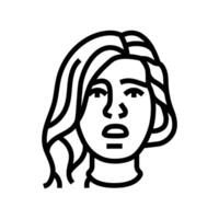 worry woman expression line icon illustration vector