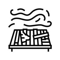 damaged roof hurricane disaster line icon illustration vector