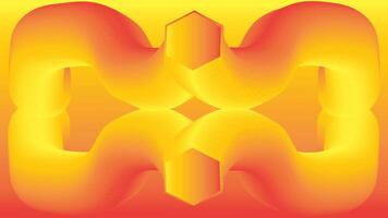 Orange yellow abstract background with Hexagonal-faced objects vector