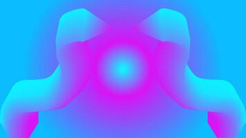 Blue pink radial circular background with two 3d abstract objects vector