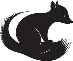 black silhouette of a squirrel sitting on a branch vector