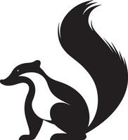 a black and white skunk with long tail vector