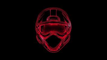 Neon frame effect, space suit and helmet on black background video