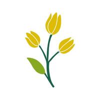 A yellow flower with leaves on it vector