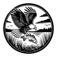 an eagle with a fish in its talons vector
