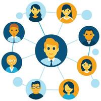 a group of people connected by a circle with a person in the center vector