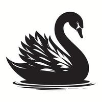 swan silhouette on white background vector