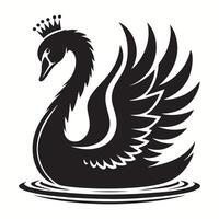 black swan with a crown on its head vector