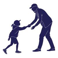 silhouette of a man and a child shaking hands vector