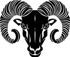 black silhouette of a ram or capricorn head without background vector
