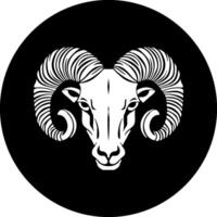 silhouette of a ram or capricorn head in a black circle without background vector
