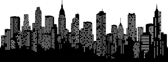 black and white city silhouette without background vector