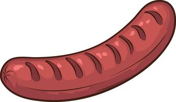 drawing of sausage or sausage fried on the grill without background vector
