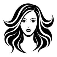 a minimal front view silhouette of a woman s face vector