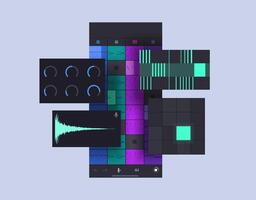 Mobile app for sketching musical. Daw mobile application. illustration vector