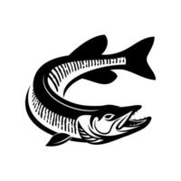 muskie fishing that is swimming and making sharp turns vector