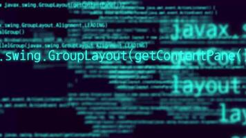 Hacking animation, footage of blue coding lines typing on a black background is suitable for illustrations of programming, errors, hackers, errors, software development and digital technology. video