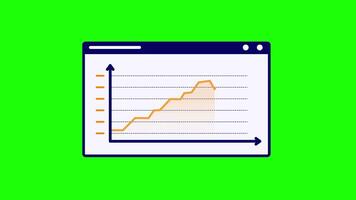 Animation of a business chart going up in green screen background is suitable for business analysis infographics, financial reports, profit statistics and business development. video