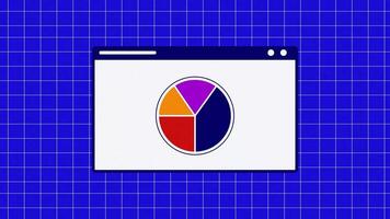 Circle graph animation in blue grid background, suitable for illustrations of data presentations, market predictions, economic developments and survey analysis. video