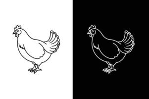 Minimalist Chicken Line Art. Flat Hen Icon for Graphic Design vector