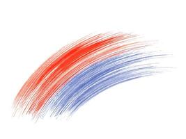 Abstract Brush Stroke in Red and Blue colors. Two color stain. National flags. Aquarelle texture. Celebration ornate for greeting. Watercolor illustration of geometric wavy element vector