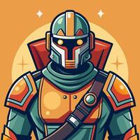 A cartoon character with a helmet and armor vector