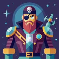 A cartoon pirate with a beard and a sword vector