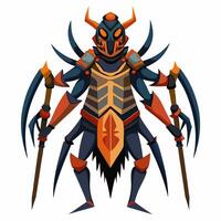 A cartoon insect with a helmet and two sticks vector