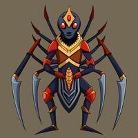 A cartoon spider with red and blue armor vector