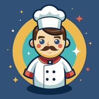 Chef cartoon character with mustache and mustache vector