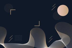 Abstract golden wave motion with geometric. On a black background vector