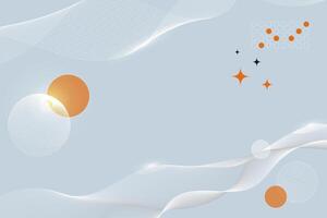 Abstract wave motion white lines with stars and balls. On a light blue background vector
