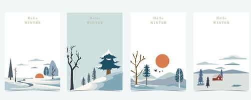 winter landscape background with mountain,tree for a4 vertical design vector