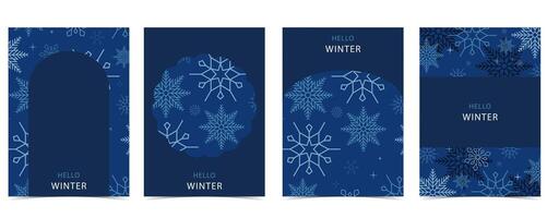 blue winter banner background with snowflake for horizontal design vector