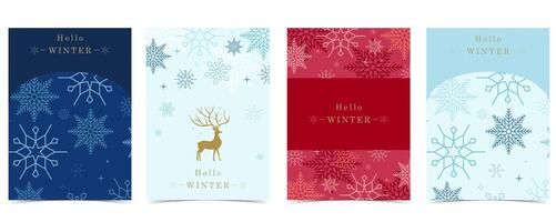 blue red winter banner background with snowflake for horizontal design vector