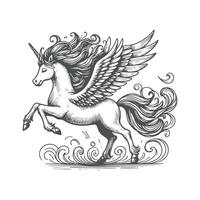 Wild Flying Unicorn Rearing with Grace in Mystical Wind vector