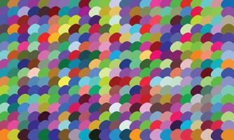 Abstract colorful scallop pattern with overlapping semicircles in a variety of vibrant hues, forming a playful and harmonious design. Ideal for digital backgrounds, art prints, and creative textures vector