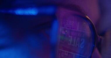 Close Up Of A Woman With Glasses Browsing A Cyber Monday Website video
