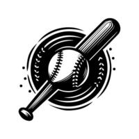 Baseball bat and ball in a circle on a white background vector