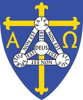 Trinidad symbol of Anglican Episcopal, Coat of Arms. Art deco frame with cross. Christian Symbol design element. Church and pray, religion and resurrection. vector