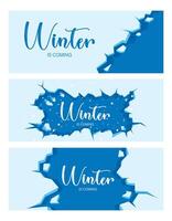 Collection Ice background and snowing for winter. vector