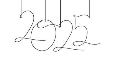 Happy New Year 2025 Single Line vector