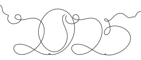 New Year 2025 Single Line vector