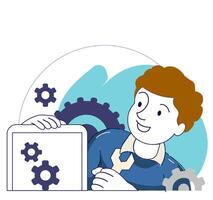 System under maintenance illustration concept, Error message about website under construction, update process, install software, operating system concept illustration vector