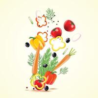 Green slices of Multi vegetable with background. vector