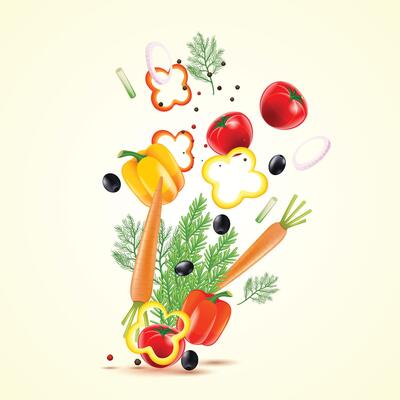 Green slices of Multi vegetable with background.