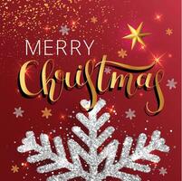 Happy New Year With Snow, Red Background vector